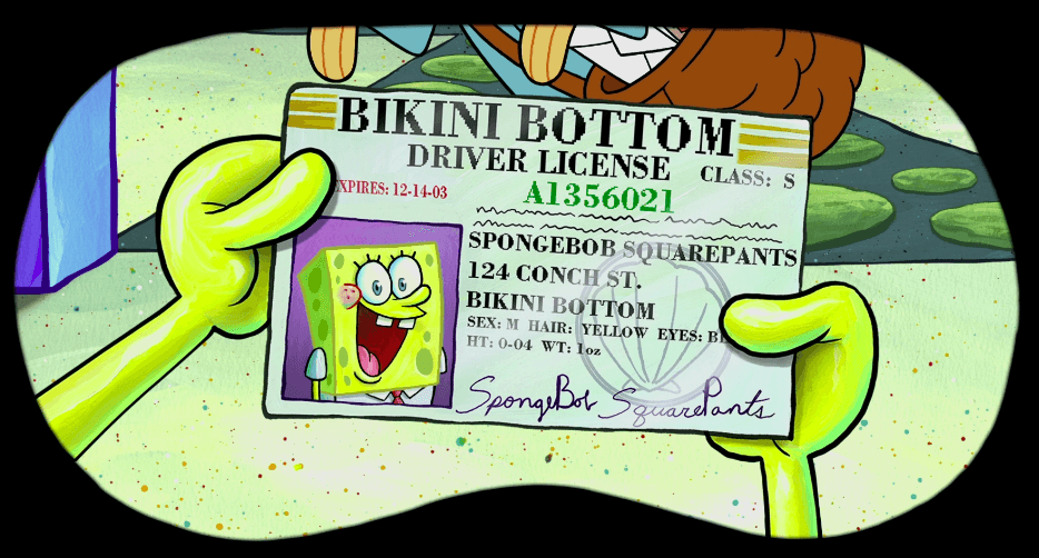 Spongebob's driver's license